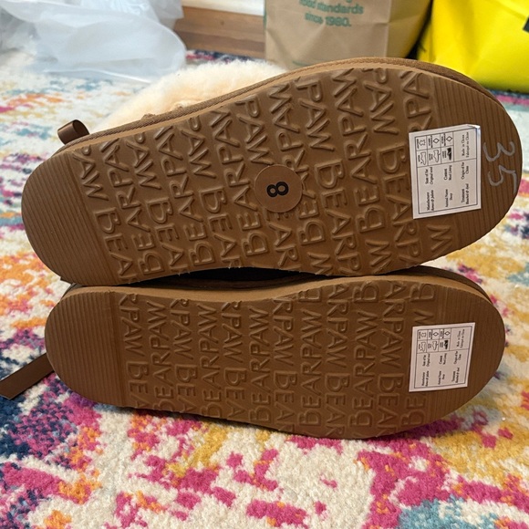 BearPaw Brown Boots with Cream Fur and Ribbon - Picture 4 of 6